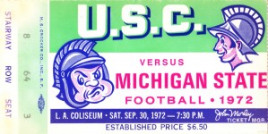 1972 Michigan State vs. USC Football Ticket Art